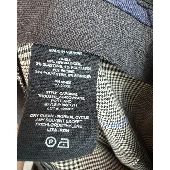 THEORY Cardinal white black glen check wool stretch ankle dress pants 6 NWOT - Picture 8 of 8